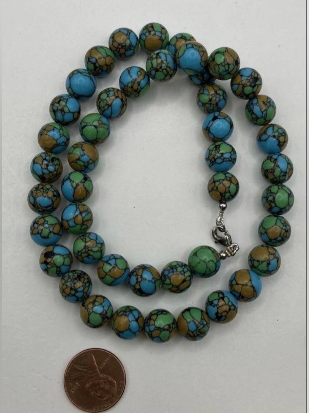 Sea Sediment Jasper Round Beaded Necklace w/Sterling Clasp - Picture 8 of 17